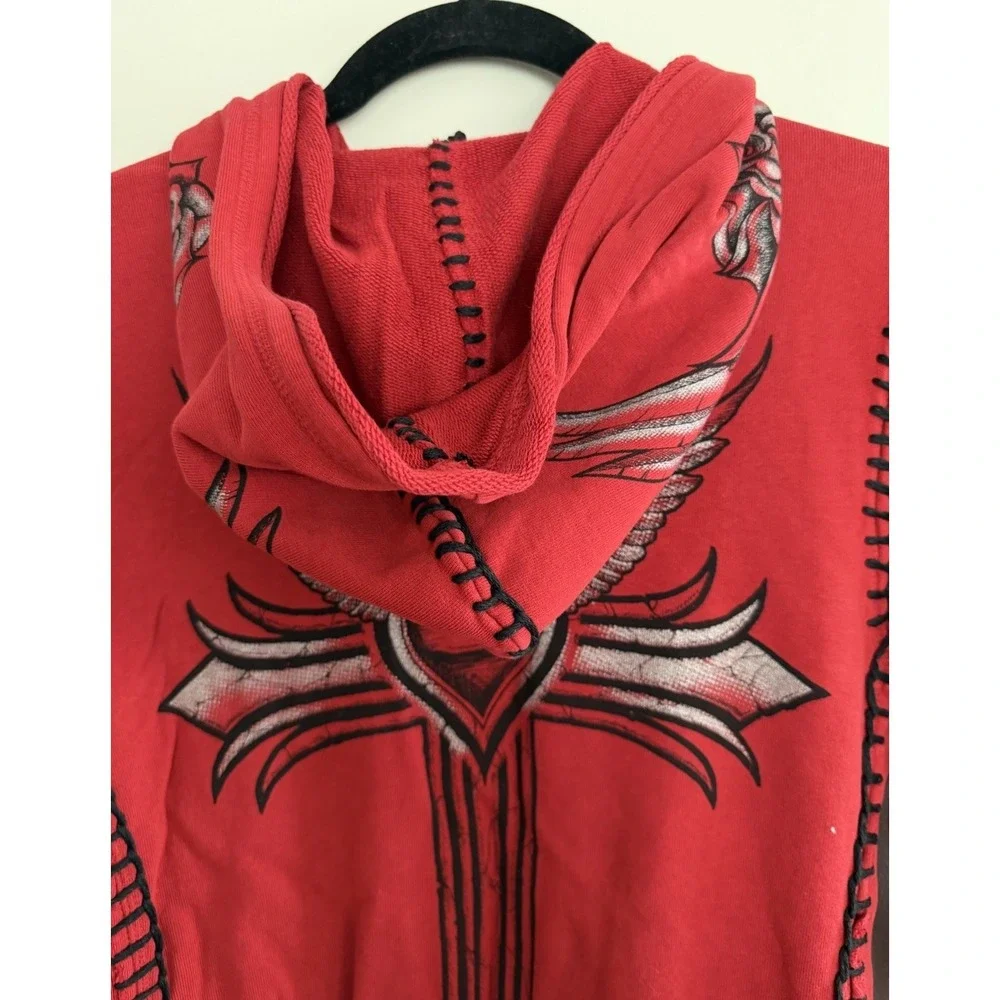 Sinful by Affliction Y2K Hoodie Cyber Grunge Goth Red Women's Size Small - Picture 4 of 10
